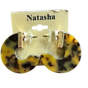 NWT Natasha Fat Tortoise Shell Colored Thick Hoops Lightweight